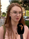 Moldova: A Ukrainian woman takes part in a vox pop