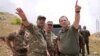 Armenia -- Defense Minister Davit Tonoyan (R) inspects Armenian army positions on the border with Azerbaijan, July 21, 2018.