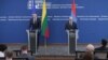 Armenia - Armenian Foreign Minister Ara Ayvazyan (R) speaks at a joint news conference with his Lithuanian counterpart Gabrielius Landsbergis, Yerevan, April 26, 2021.