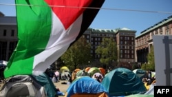 خیمه های محصلین معترض طرفدار فلسطین در پوهنتون کلمبیا در نیویارک 