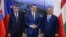 Prim-ministrul ceh Andrej Babis, premierul polonez Mateusz Morawiecki și premierul ungar Viktor Orban 