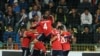 Slovakia - Armenian players celebrate their goal during their Euro 2012 qualifying football match Slovakia vs Armenia in Zilina, 06Sep2011