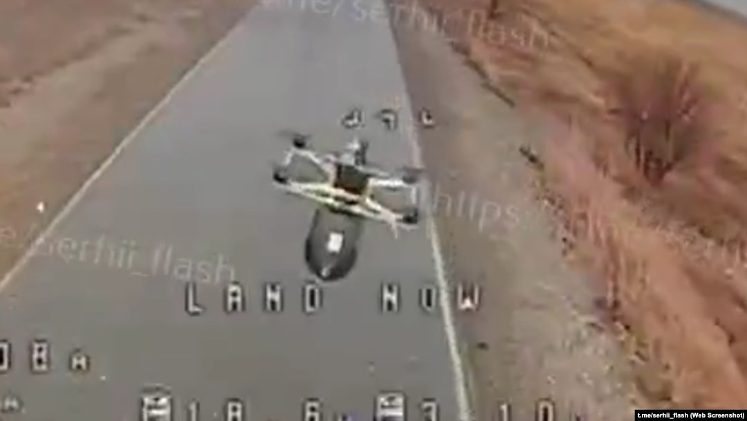A Russian fiber-optic drone in action