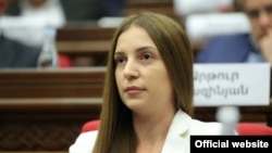 Armenia - Opposition deputy Anna Grigorian attends a session of parliament, September 13, 2021.