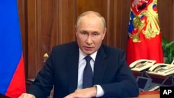 Президент России Владимир Путин во время обращения