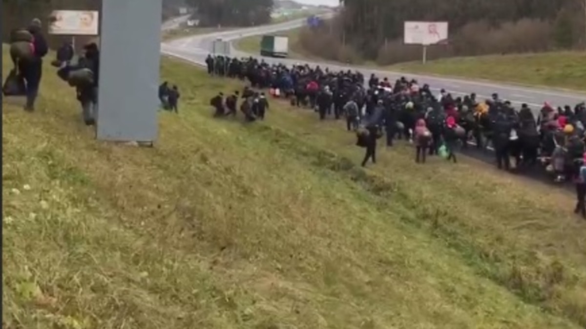 Thousands of Migrants at Kuznica-Bruzgi Border Crossing between Belarus and Poland