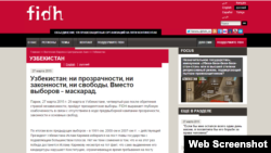 Screenshot of FIDH website