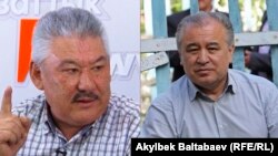 Азимбек Бекназаров жана камактагы саясатчы Өмүрбек Текебаев.