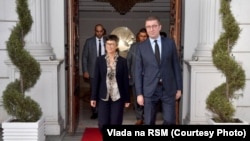 Архивска фотографија, Премиерот на Северна Македонија Христијан Мицкоски и еврокомесарката за проширување Марта Кос во Скопје