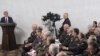 Armenia -- President Serzh Sarkisian (L) addresses senior police officials, 14Mar2011.