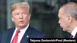 Дональд Трамп і Реджеп Таїп Ердоган на зустрічі в Брюсселі, липень 2018 року