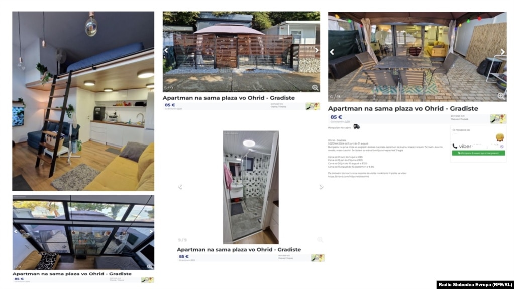 Disa fotografi që tregojnë ndërtesa të lëshuara me qira në Gradishtë me çmim deri në 120 euro.