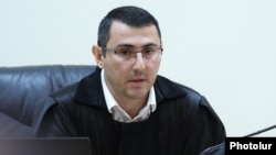 Armenia - Judge Hakob Manukian opens the trial of Catholcos Garegin II and six other clergymen, Vagharshapat, August 7, 2026.