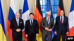 Керівники МЗС Франції, України, Німеччини та Росії (Л-П)