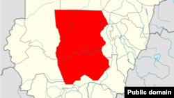 منطقه کردفان (در نقشه) به بخش‌های شمالی، جنوبی و غربی تقسیم شده است