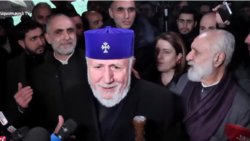 Catholicos of All Armenians Garegin II returning to Armenia at Zvartnots airport on December 6.