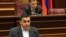 Armenia - Armen Rustamian, a leader of the opposition Armenian Revolutionary Federation, speaks during parliament hearings on a voting reform demanded by the opposition, 15Feb2012.