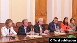 Armenia - Members of the U.S. House of Representatives at a meeting with Armenian parliamentarians in Yerevan, 19Sep2017.