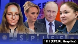 Коллаж: Тихонова, Воронцова, Путин, дочь Шойгу