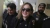 Tereza Hluskova leaves a court in Lahore on January 8.