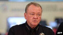 Șeful poliției din Los Angeles, în timpul unei conferințe de presă legată de violențele din oraș. 9 iunie 2025.