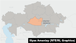 Улытауская область на карте Казахстана