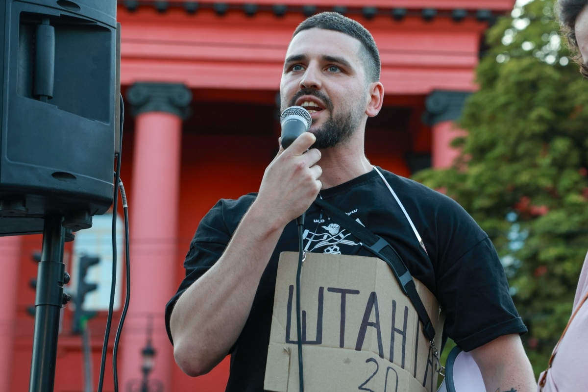 Veteran Dmytro Koziatynskyi, one of the main initiators of protests against the dismissal of Mykhailo Fedorov from the post of minister of defence of Ukraine, Kyiv, July 31, 2026