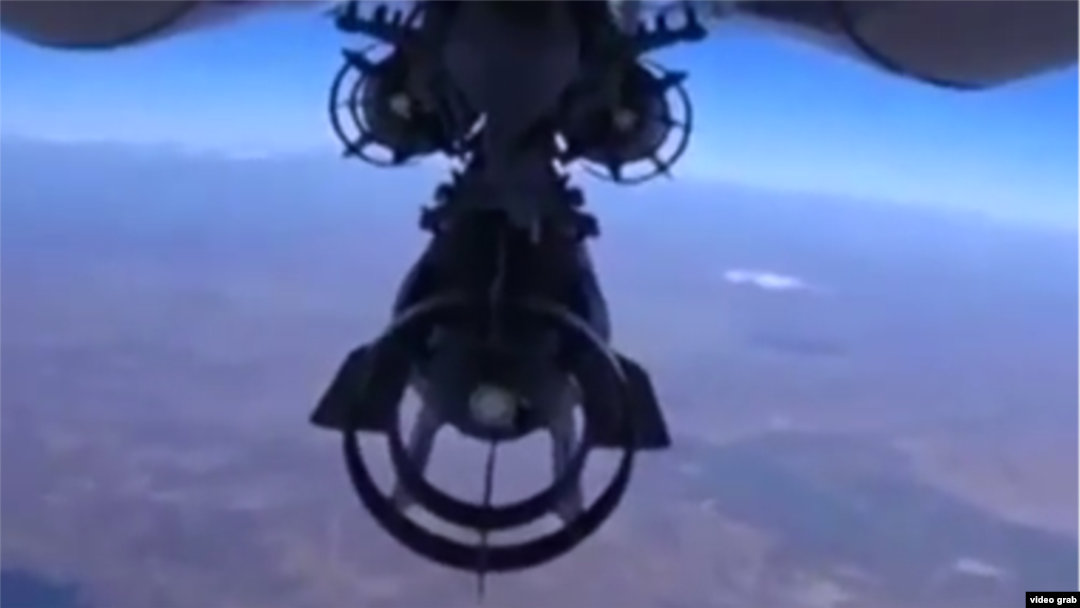 A Russian jet during a bombing operation over Syria 