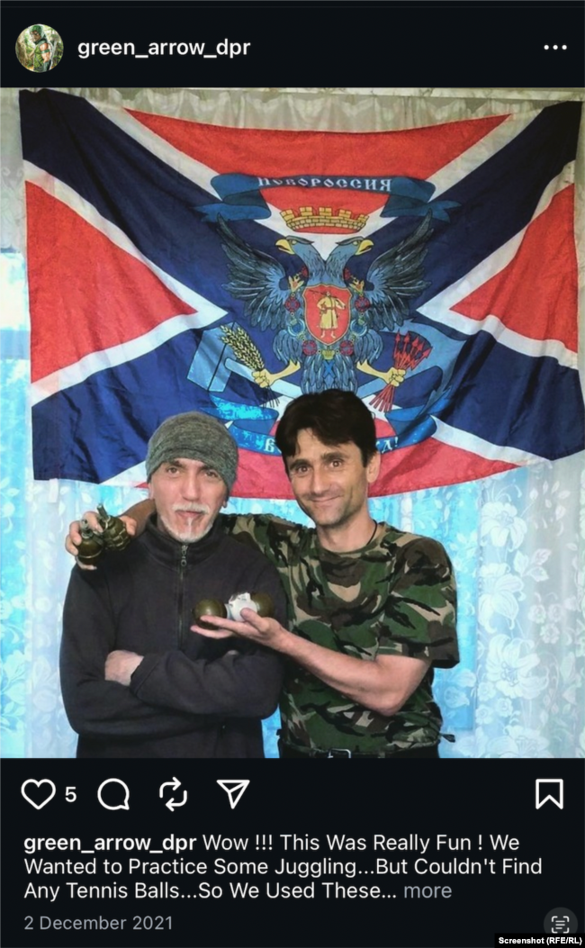 Zllatko Novkoviq në shoqërinë e Dejan Beriqit, njërit prej rekrutuesve më të famshëm të mercenarëve nga Ballkani për fushën e betejës në Ukrainë. Postim në Instagram, dhjetor 2021.