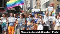 A group of about 70 Russian-speaking Americans took to the streets for New York's gay-pride parade in 2012. Now, moves are afoot to ensure that this year's parade boasts the first-ever Russian and ex-Soviet float.