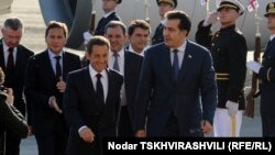 Президенты Франции и Грузии - Николя Саркози и Михаил Саакашвили, Тбилиси, 7 октября 2011 
