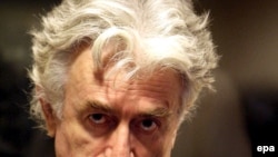 Radovan Karadzic at the UN court in The Hague in late August.