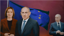 Коллаж: Санду, Пашинян, Путин