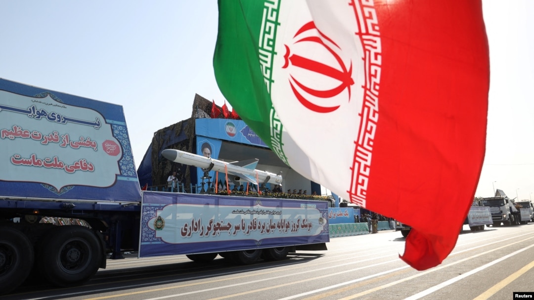 A Qader cruise missile is seen during the annual military parade in Tehran on September 21.