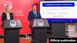 Прес-конференција на премиерот Зоран Заев и министерката за финансии, Нина Ангеловска на која беше презентиран Буџетот за 2020 