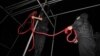 Iranian police officers prepare a rope for a public hanging. 