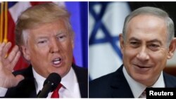 Israeli Prime Minister Benjamin Netanyahu (right) said on January 22 that he had had a "very warm" with U.S. President Donald Trump (composite photo)