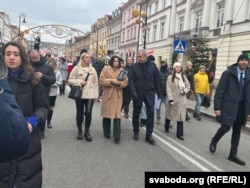 Акцыя беларусаў у Варшаве з нагоды прэзыдэнцкіх выбараў у Беларусі. Варшава, 26 студзеня 2025 году