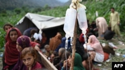زنان و دختران افغان پس از زلزله در ولایت کُنر در یک کلینیک صحرایی منتظر درمان هستند