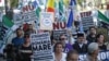 People took to the streets to protest against LGBT rights ahead of Pride celebrations in Bucharest in August 2021.