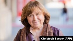 Svetlana Alexievich poses for a picture prior to a screening at the film festival in Berlin in June 2021.