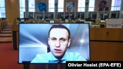 Алексей Навални се обръща по видео връзка към членовете на комисията по външна политика на Европейския парламент, 27 ноември