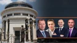 Grafička ilustracija - Tužilaštvo i akteri korupcionaških afera u Severnoj Makedoniji Pece Mirčevski, Ratko Kapuševski, Asmir Jahoski i Artan Grubi.