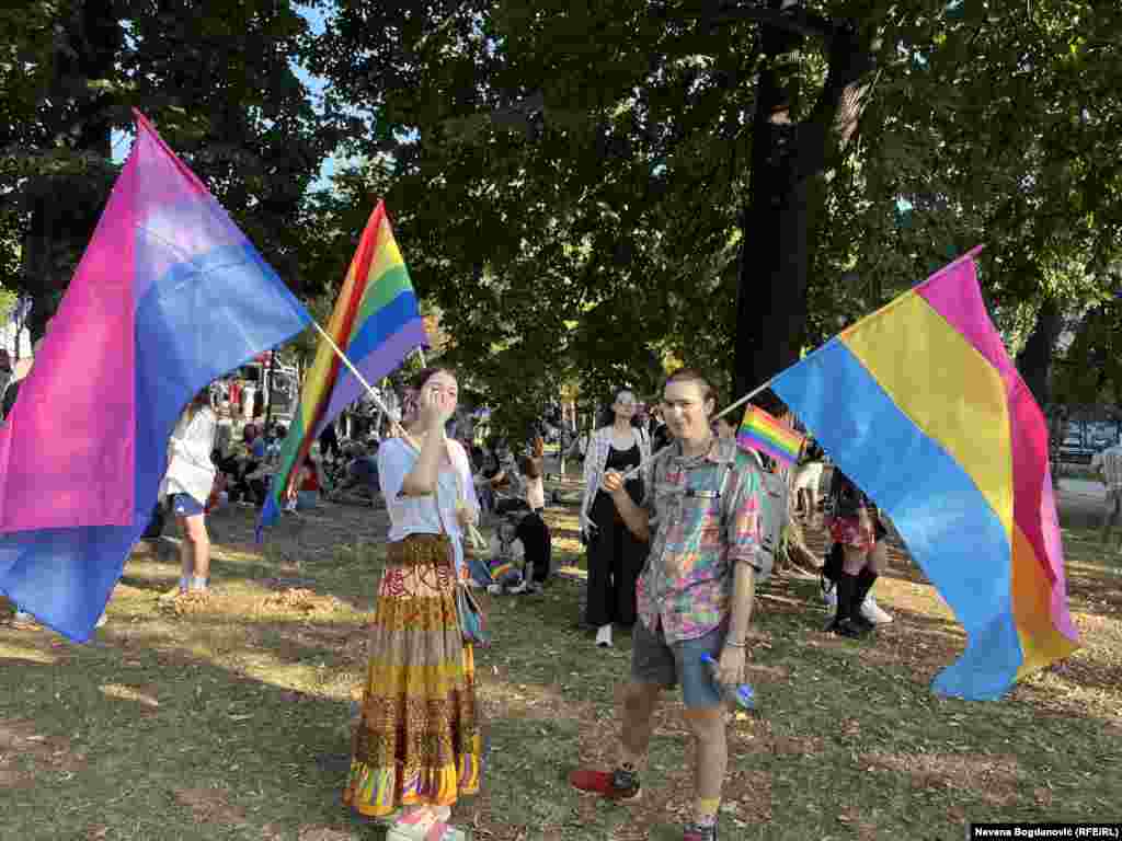 Jedan od glavnih zahteva LGBTI+ osoba u Srbiji je usvajanje Zakona o istopolnim zajednicama i Zakona o rodnom identitetu, Park Manjež, Beograd, 7. septembar 2024.