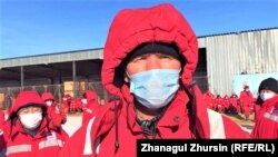 Нурлан Табынбаев, один из рабочих, которые объявили забастовку, требуя удвоения заработной платы. Месторождение Кокжиде, Темирский район, Актюбинская область, 27 января 2021 года.