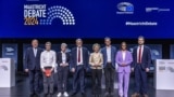 Moldoveanul Valeriu Ghilețchi (ECPM) este primul din stânga. Lângă el, Walter Baier (Stânga), Marie-Agnes Strack-Zimmermann (ALDE), Nicolas Schmidt (Socialiști), Ursula von der Leyen (EPP), Bas Eickhout (Verzii), Maylis Rossberg (Alianța regiunilor) și Anders Vistisen (ID).