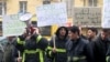 Georgian firemen on hunger strike in Tbilisi.