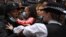 U.K. -- Protestors remonstrate with Police officers near the Foreign Office, during an anti-racism demonstration in London, on June 3, 2020, after George Floyd, an unarmed black man died after a police officer knelt on his neck during an arrest in Minneap