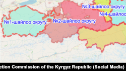 Шайлоо округдардын картасы. Иллюстрациялык сүрөт.