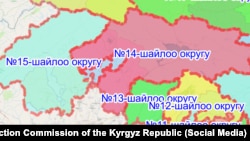 Шайлоо округдарынын картасы. Иллюстрациялык сүрөт.